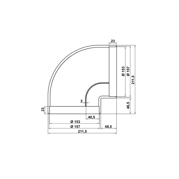 PVC adapter rund 150mm