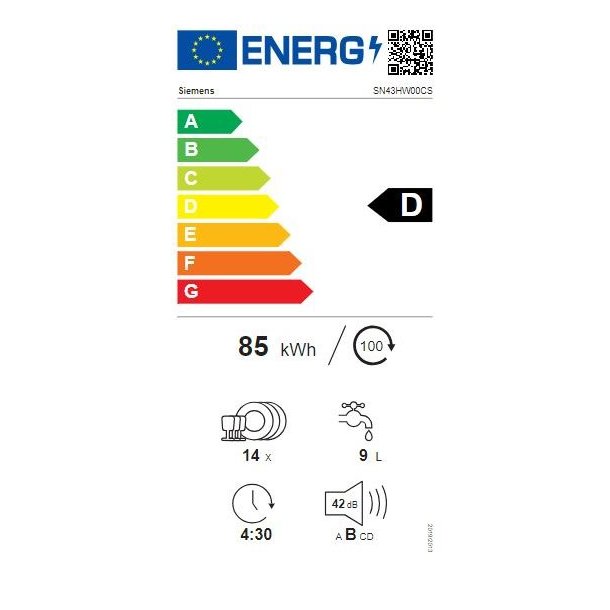 Siemens extraKlasse SN43HW00CS - Opvaskemaskine til indbygni