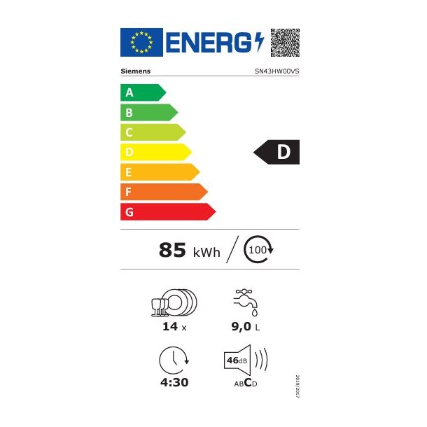 Siemens SN43HW00VS - Opvaskemaskine til indbygning
