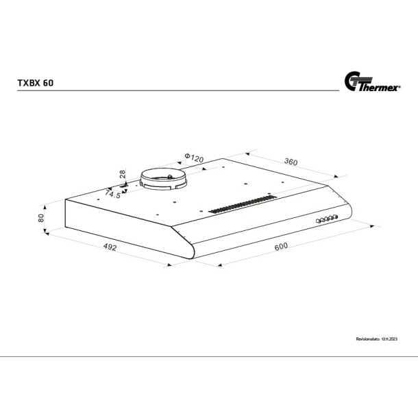 Thermex 520.31.1051.2 TXBX60 - Skabsintegreret emhtte
