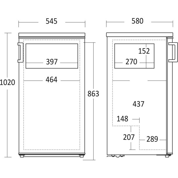 Scandomestic SKB182WE - Fritstende kleskab med fryseboks