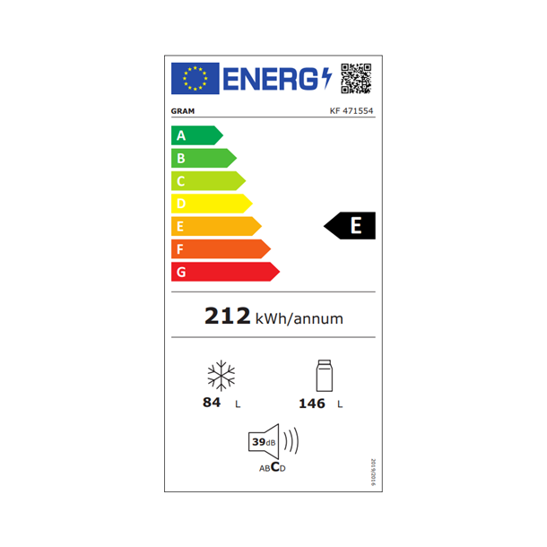 Gram KF 471554 - Fritstende klefryseskab
