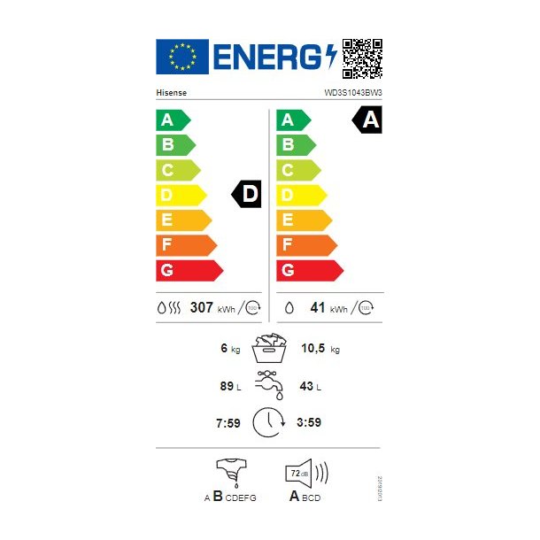 HiSense WD3S1043BW3 - Vaske/trremaskine