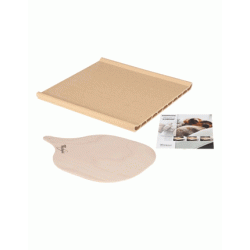 Pizzasten med pizzaspade og kogebog